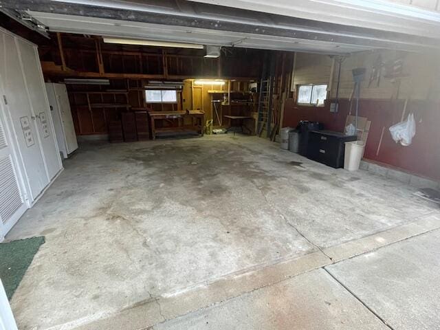 garage with white refrigerator