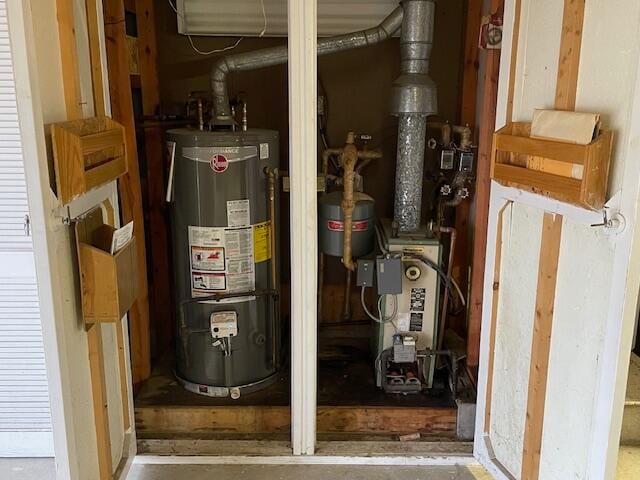 utility room with gas water heater