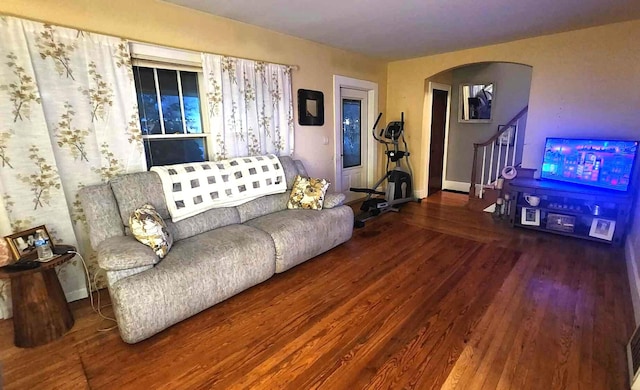 living room with wood-type flooring