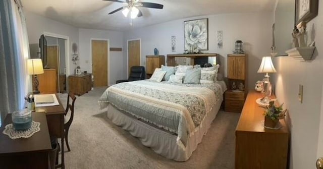 bedroom with carpet floors and ceiling fan