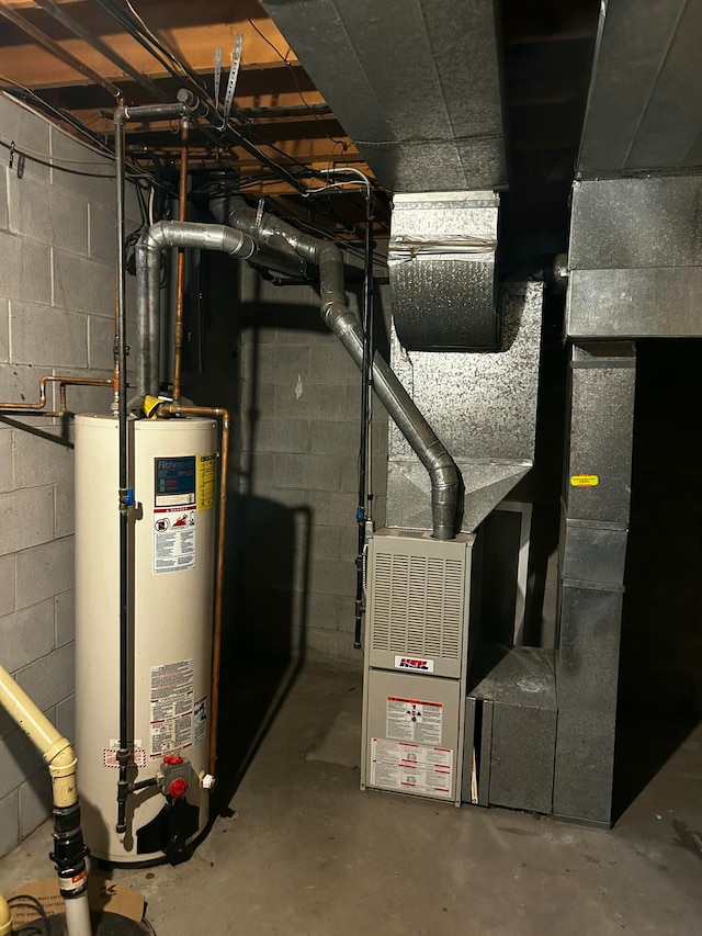 utility room featuring water heater