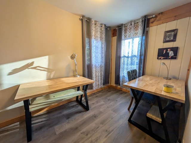 home office featuring dark wood-type flooring