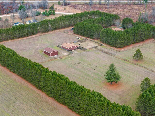 drone / aerial view featuring a rural view