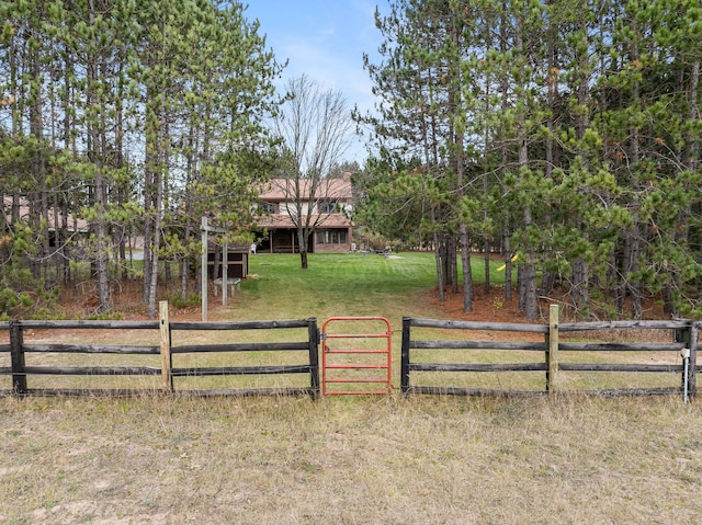 view of yard with a rural view