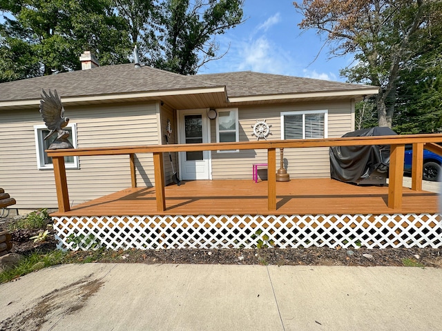 view of front of home with a deck