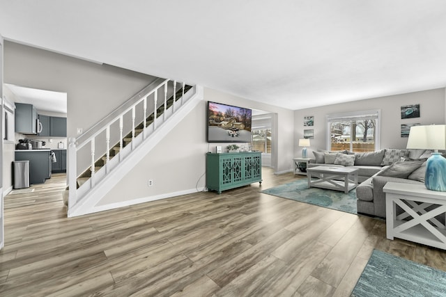 living room featuring light hardwood / wood-style floors