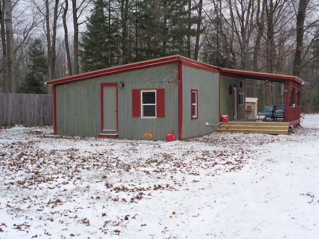 view of snow covered structure