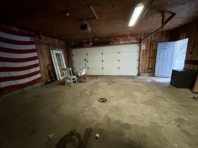 garage with a garage door opener