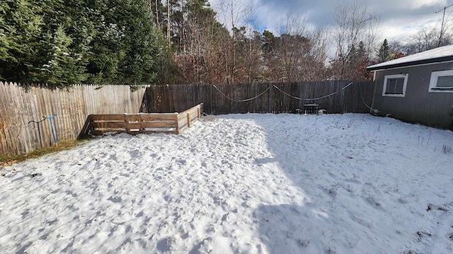 view of yard covered in snow