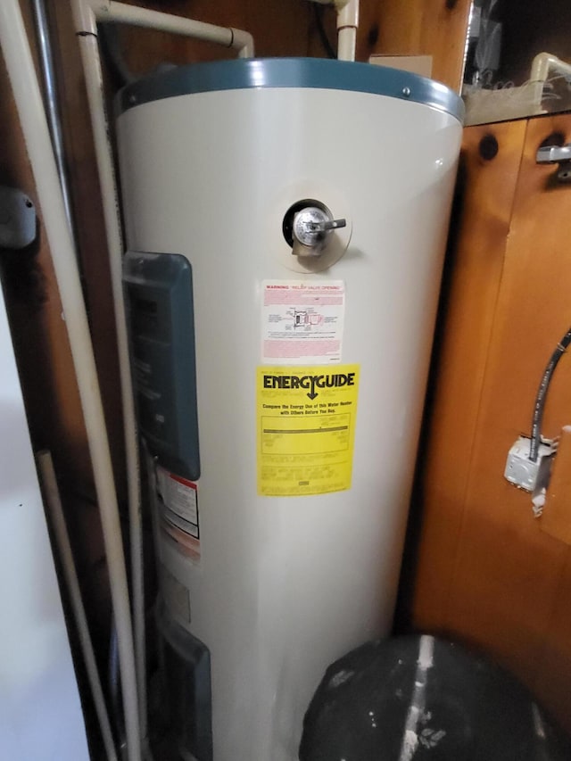 utility room featuring water heater