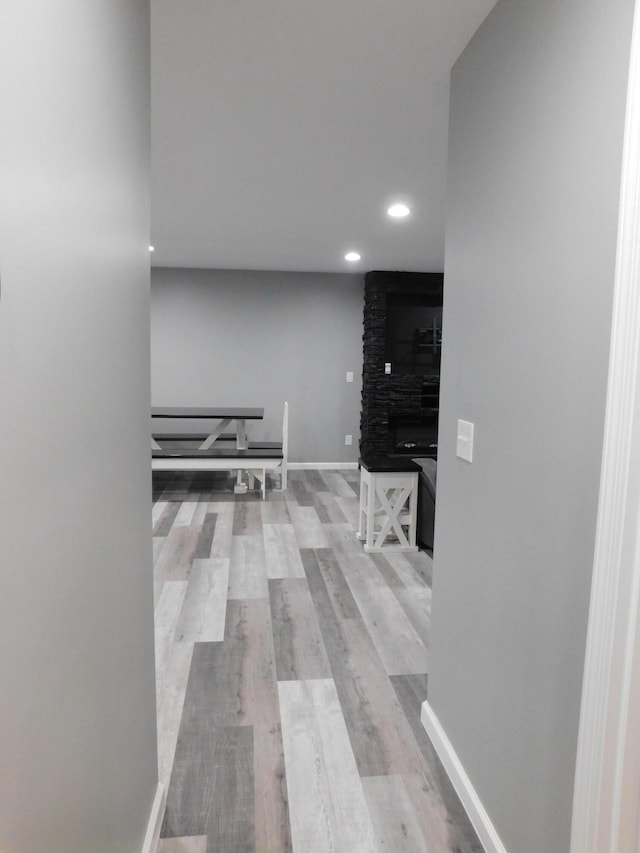 hallway with light wood-type flooring