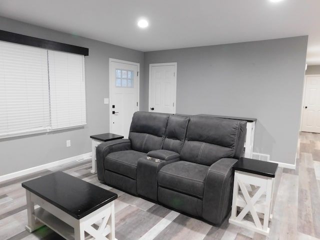 living room featuring light hardwood / wood-style floors