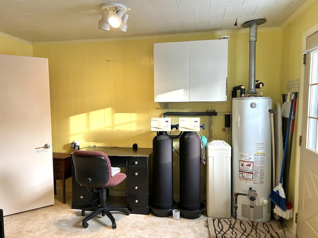 utility room featuring water heater