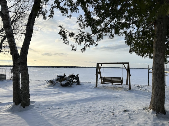 exterior space featuring a water view