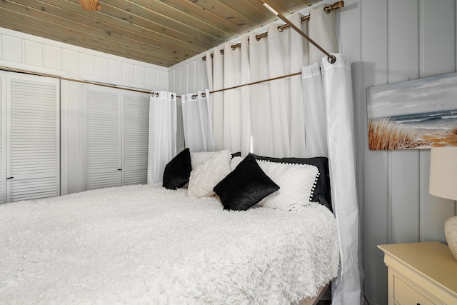 bedroom featuring wood ceiling