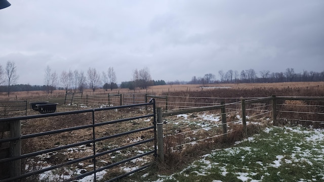 view of yard with a rural view