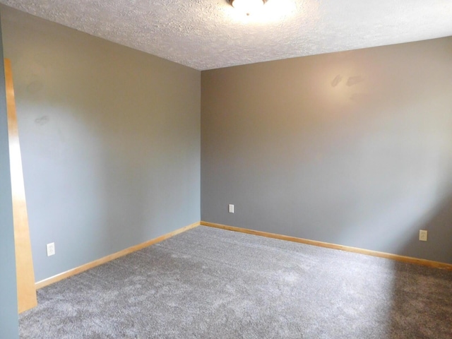 spare room featuring carpet floors and a textured ceiling