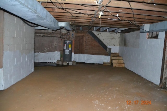 basement with water heater