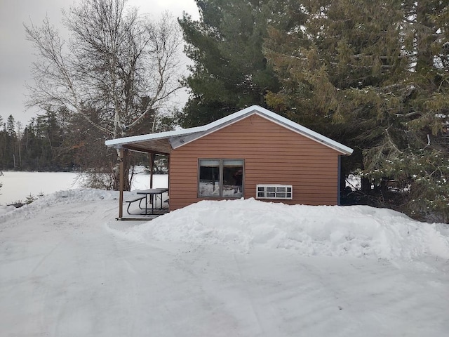 view of snow covered structure