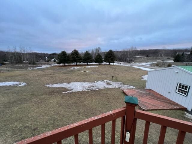 view of yard with a deck