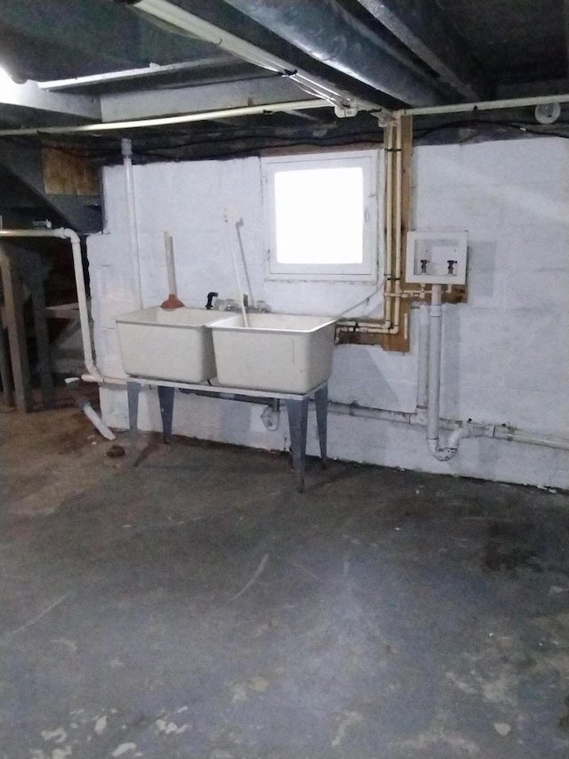 basement with sink