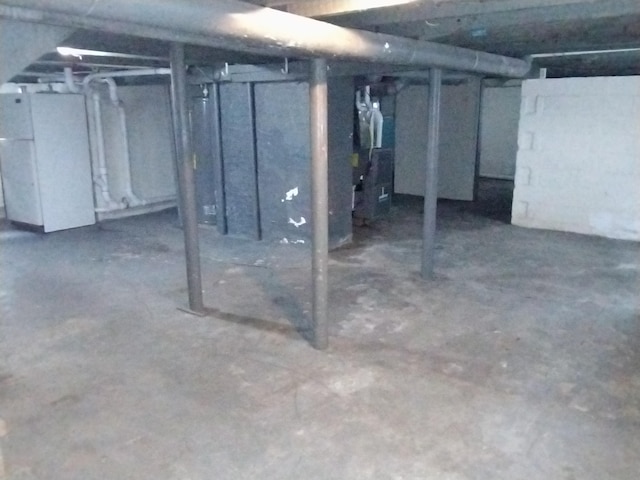 basement with heating unit