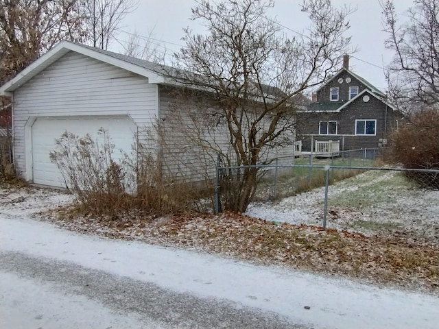 view of snow covered property