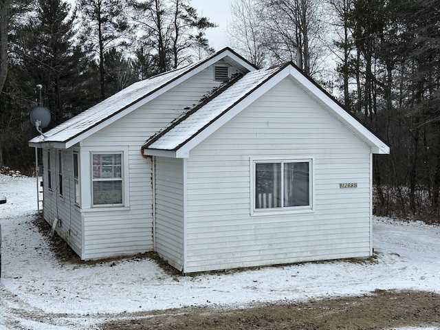 view of snow covered exterior