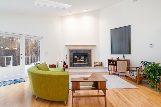 living room with hardwood / wood-style flooring