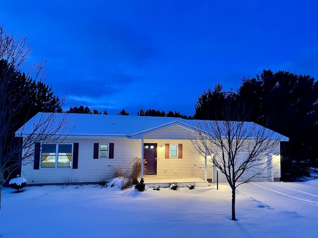 single story home with a garage