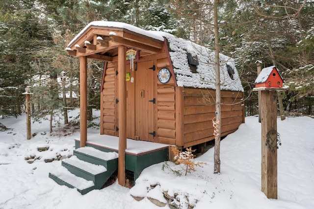 view of snow covered structure