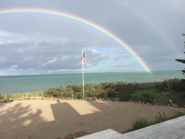 view of water feature featuring a view of the beach