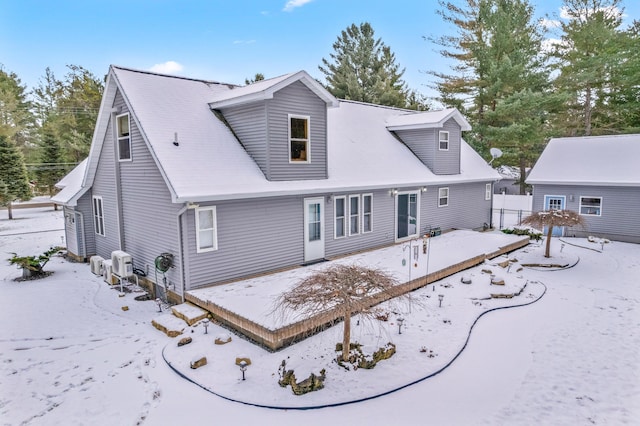 view of snow covered property