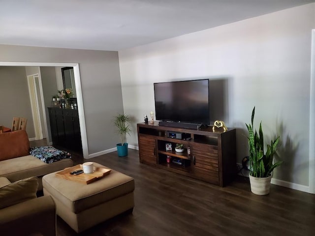 living room featuring dark hardwood / wood-style flooring