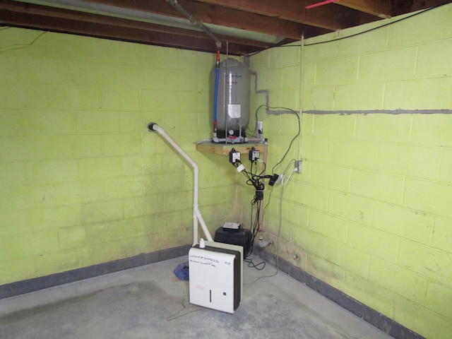 basement with water heater