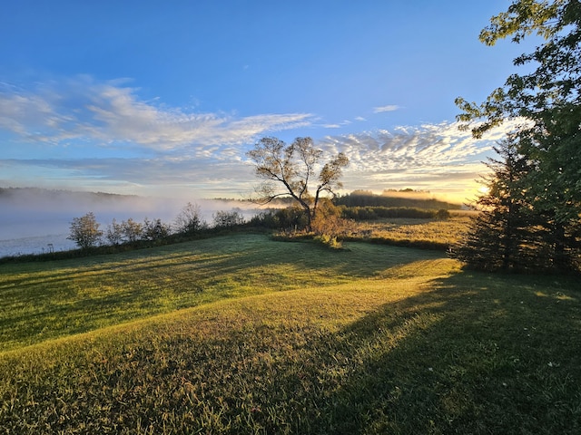 yard at dusk with a rural view