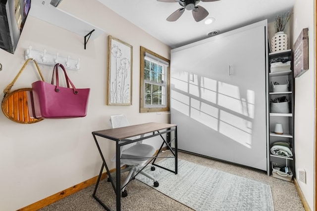 office featuring ceiling fan