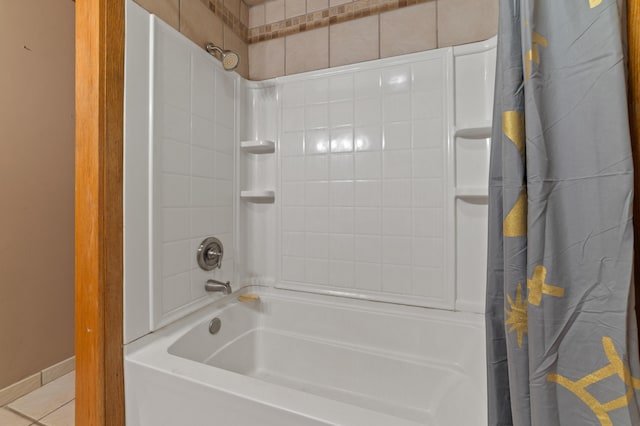 bathroom featuring tile patterned floors and shower / bathtub combination with curtain