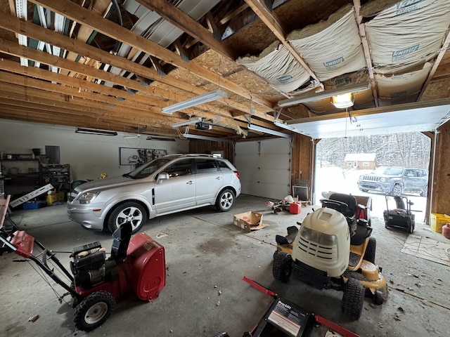 garage with a garage door opener