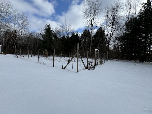 view of yard covered in snow