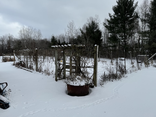 view of yard covered in snow