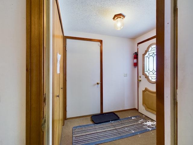 foyer with a textured ceiling