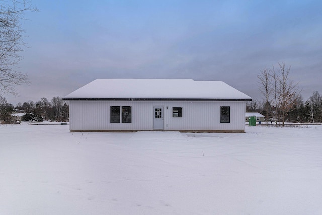 view of snow covered property