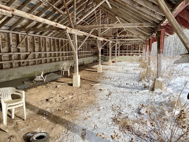 view of unfinished attic