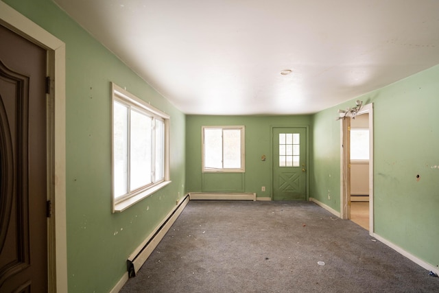 unfurnished room with baseboard heating