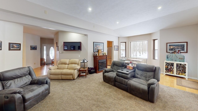 living room with light wood-type flooring