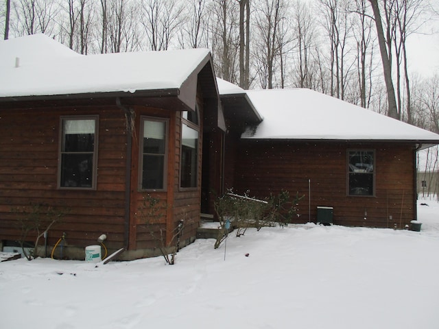 view of snow covered exterior