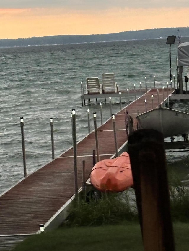 view of dock featuring a water view