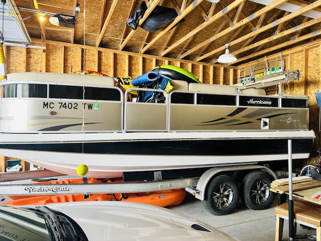 garage with a garage door opener