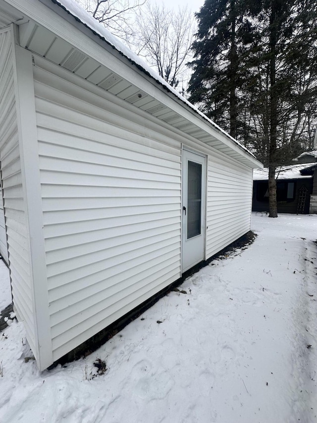 view of snow covered exterior